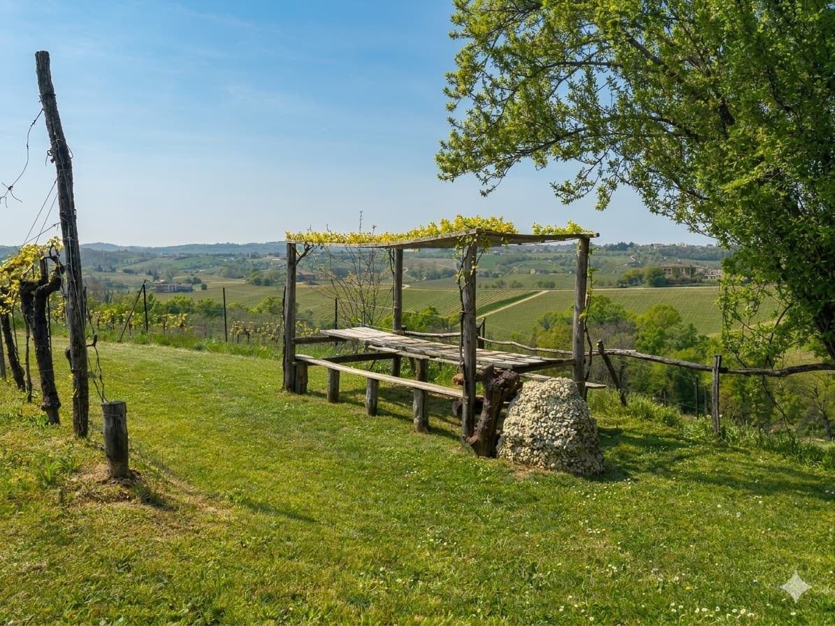 Belvedere tra i vigneti Zinto sulle colline di Collalbrigo, patrimonio UNESCO